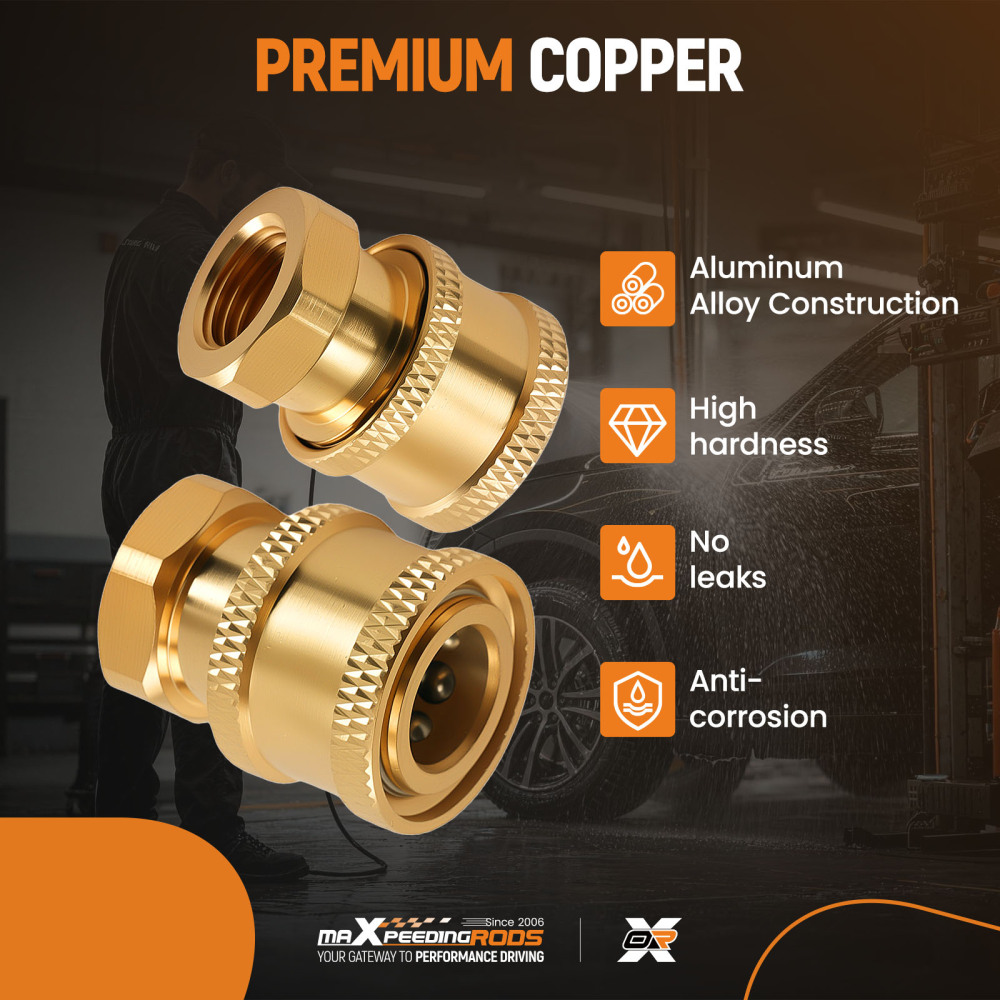 1/4 Quick Connect Adapter to Female NPT Brass for Pressure Washer Pump 2PCS