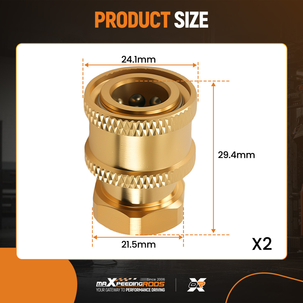 1/4 Quick Connect Adapter to Female NPT Brass for Pressure Washer Pump 2PCS
