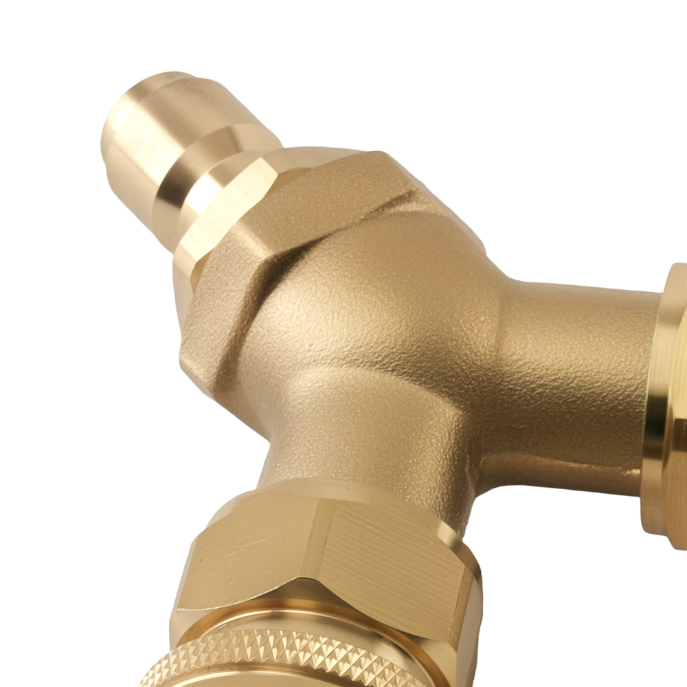 3/8 Brass Quick Coupler Y-Adapter for Pressure Washer Dual Gun Branch Tee