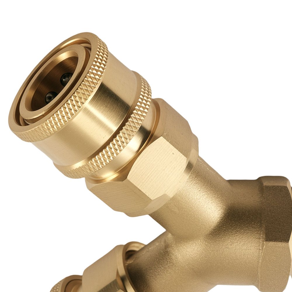 3/8 Brass Quick Coupler Y-Adapter for Pressure Washer Dual Gun Branch Tee