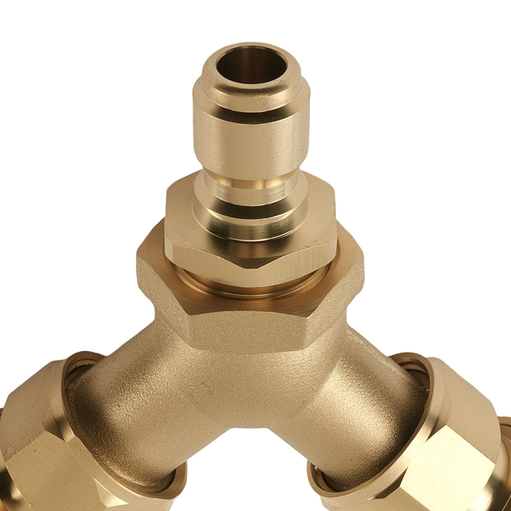 3/8 Brass Quick Coupler Y-Adapter for Pressure Washer Dual Gun Branch Tee
