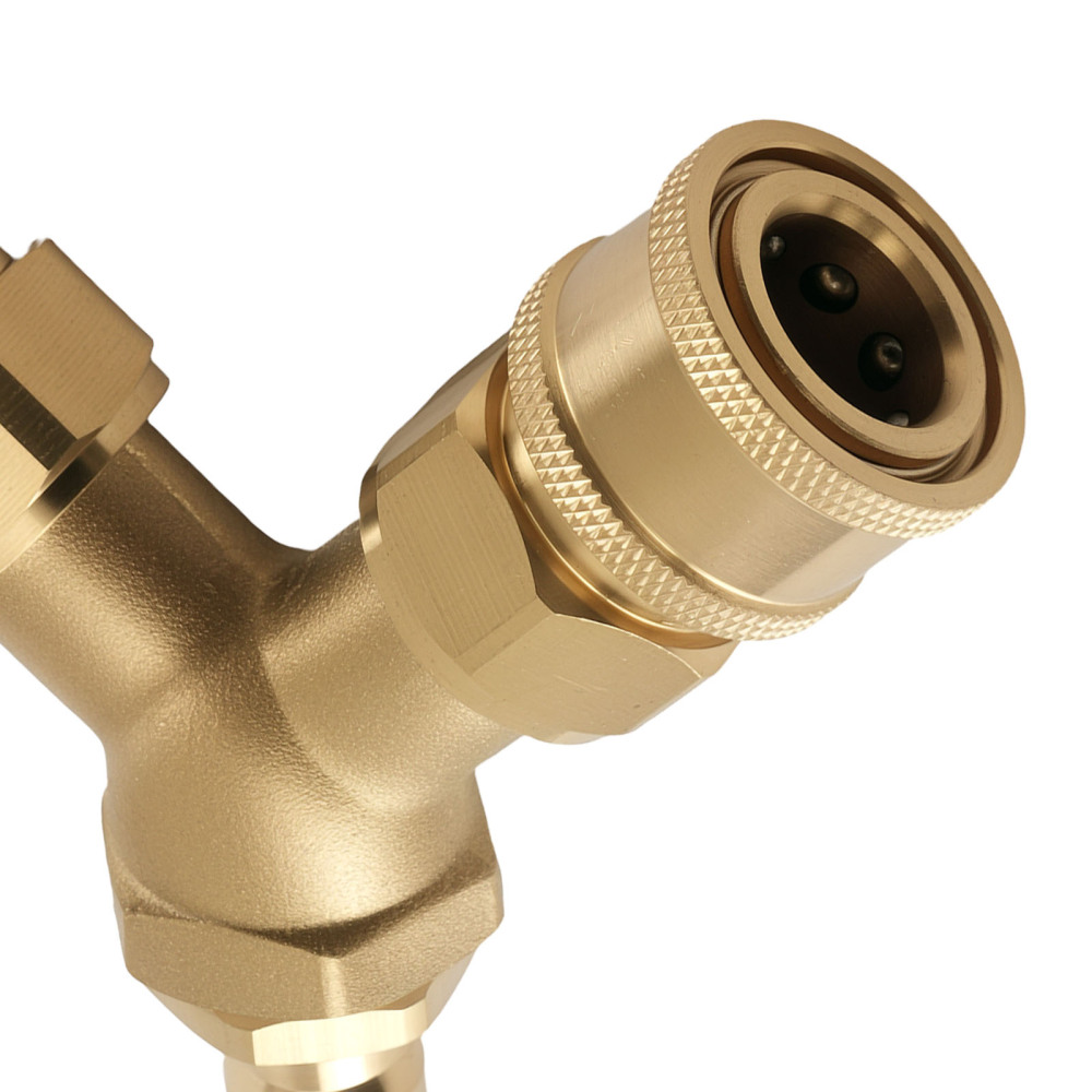 3/8 Brass Quick Coupler Y-Adapter for Pressure Washer Dual Gun Branch Tee