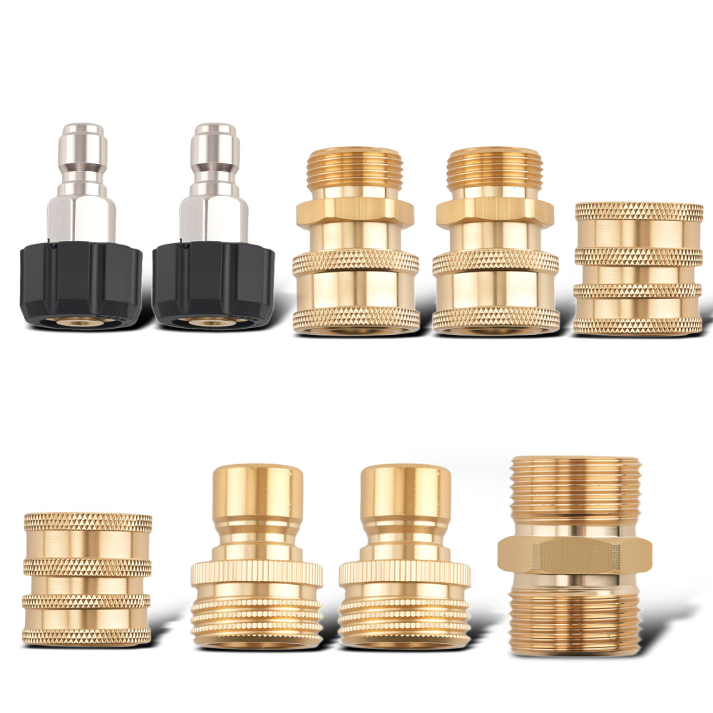 9PCS Brass Quick Connect Fitting Pressure Washer Adapter M22-14 Universal Swivel