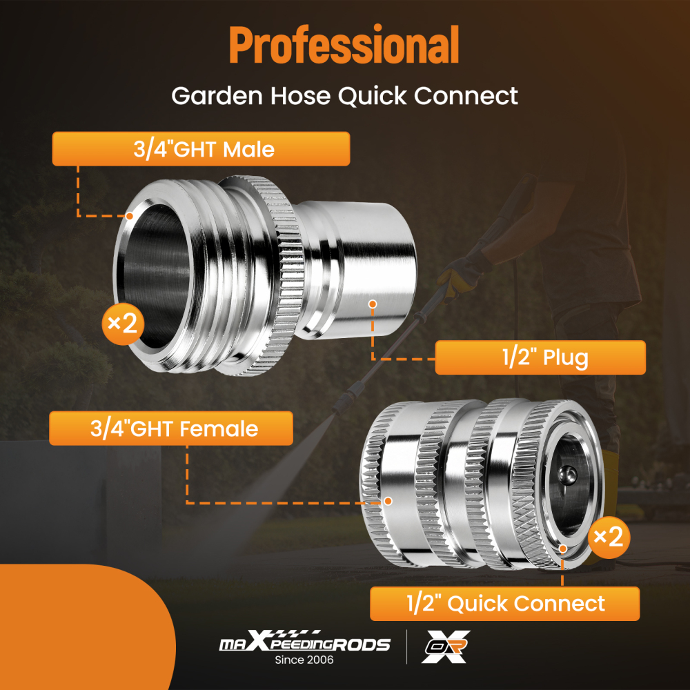 3/4 Quick Connect Adapter Garden Hose for Pressure Washer Pump Stainless 4Pcs