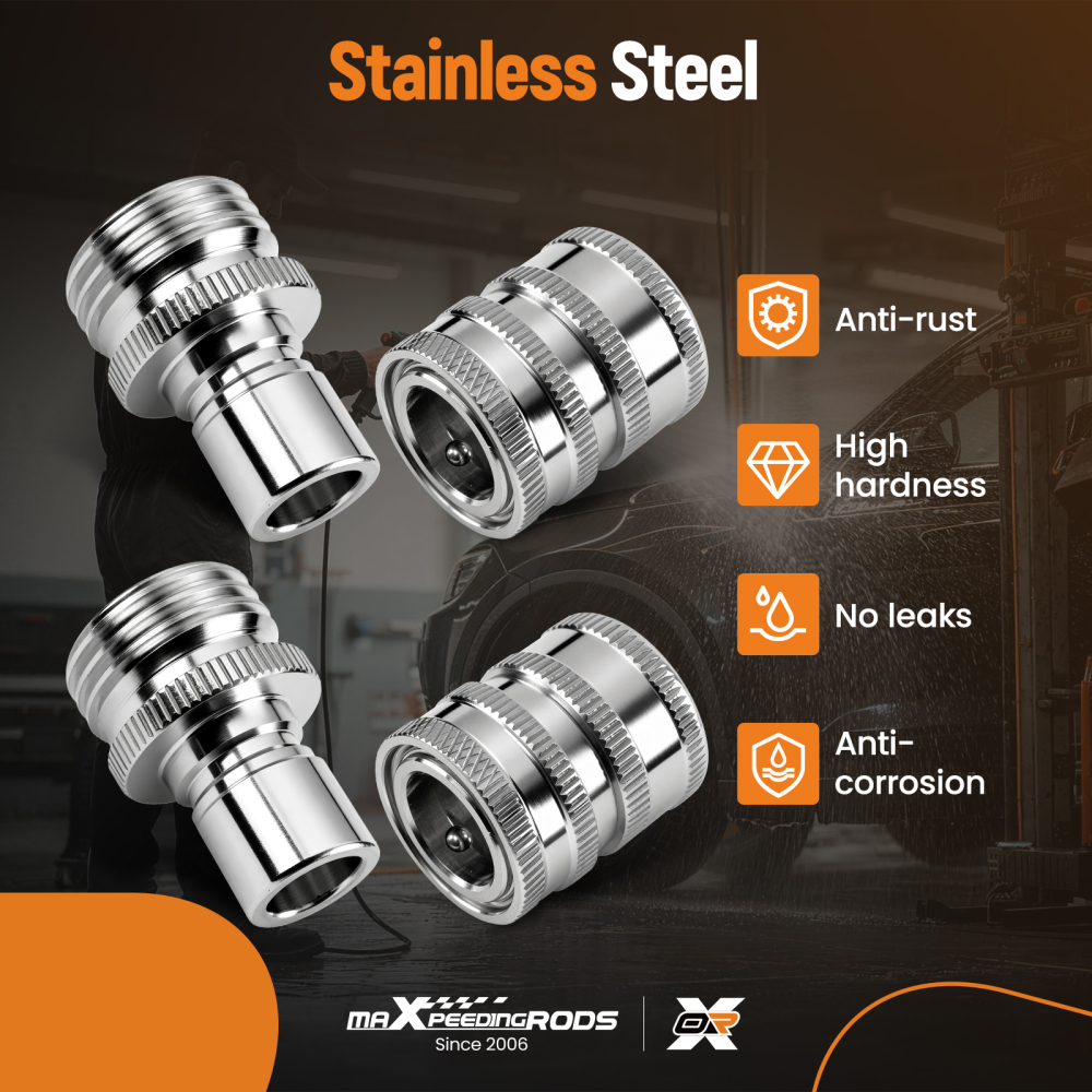 3/4 Quick Connect Adapter Garden Hose for Pressure Washer Pump Stainless 4Pcs