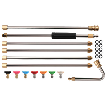 6pcs 15in Pressure Washer Extension Wand Stainless Steel w/ 7 Spray Nozzles