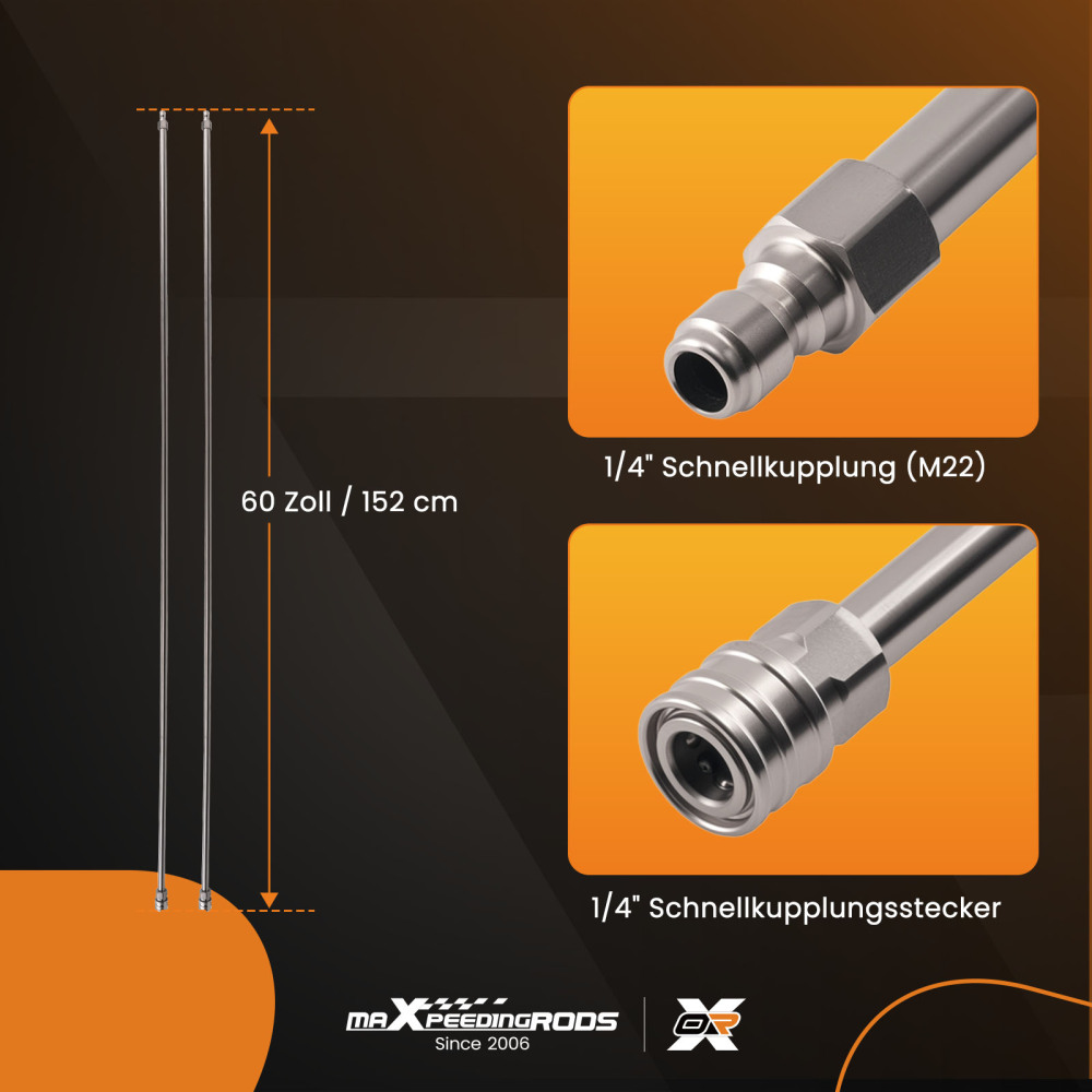 2 Pack 60in Pressure Washer Extension Wand Bar 1/4 QC Stainless Steel 10ft