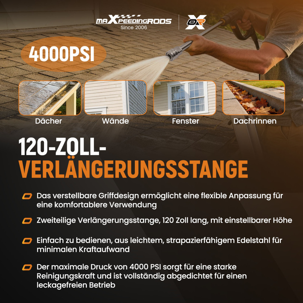 2 Pack 60in Pressure Washer Extension Wand Bar 1/4 QC Stainless Steel 10ft