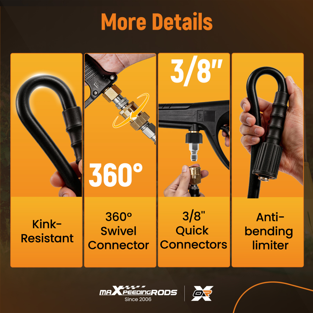 100 Feet Flexible Pressure Washer Hose 3/8 4200PSI for Simpson compatible for Honda Karcher