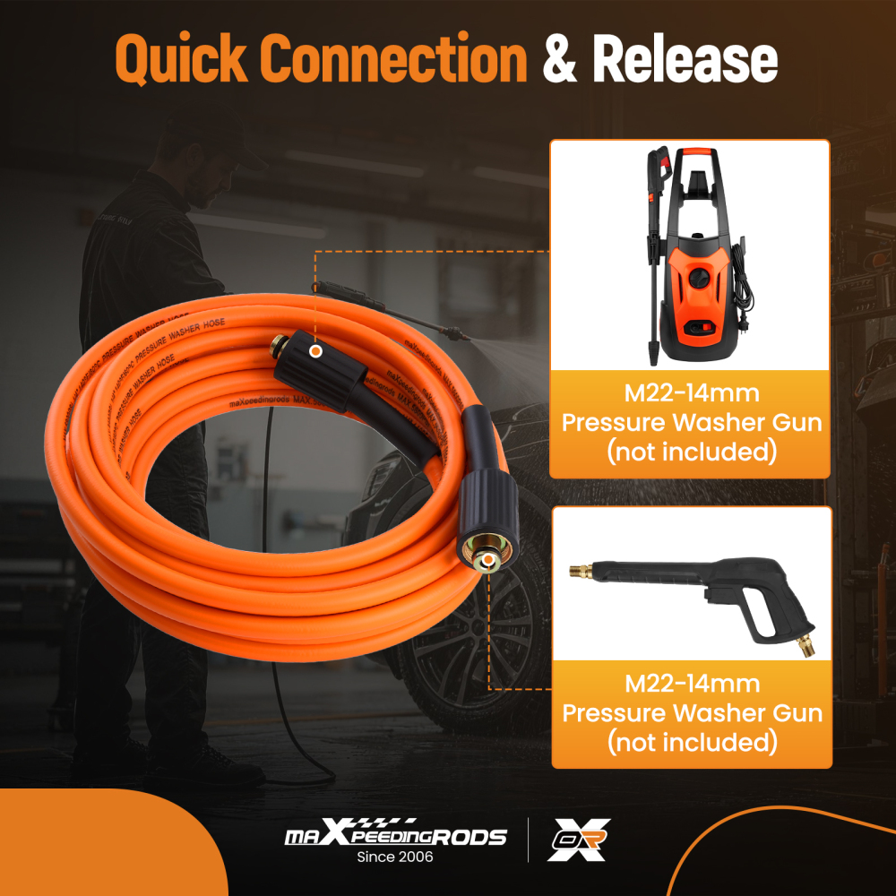 25 FT x 1/4 5800 MAX PSI High Pressure Washer Replacement Hose Extension Hose