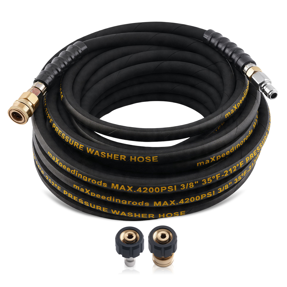 50ft 3/8 Pressure Washer Hose 4200PSI M22 Quick Connect Kink Resistant