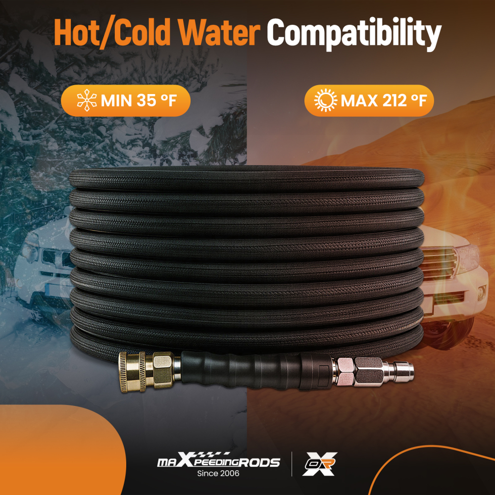 50ft 3/8 Pressure Washer Hose 4200PSI M22 Quick Connect Kink Resistant