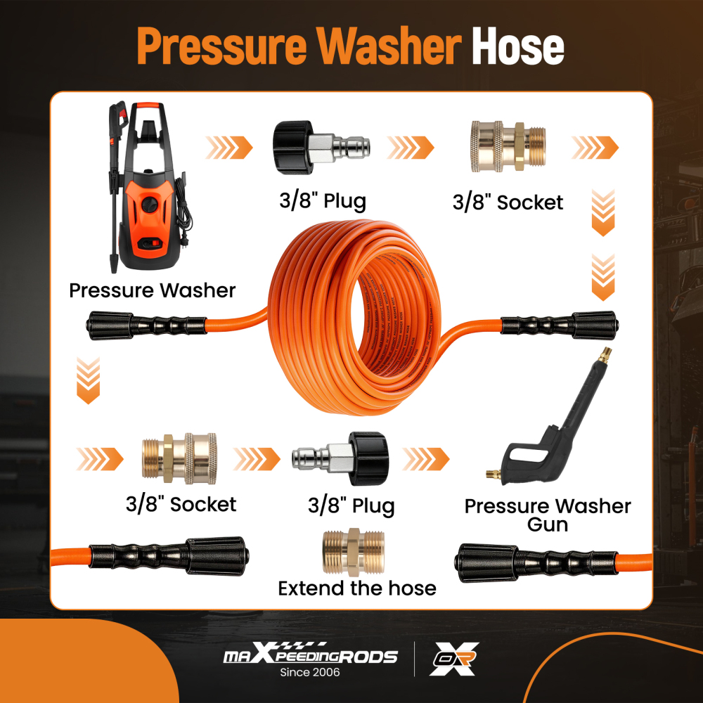 50FT Pressure Washer Extension Hose for Ryobi Craftsman Troybilt 5800PSI M22-14