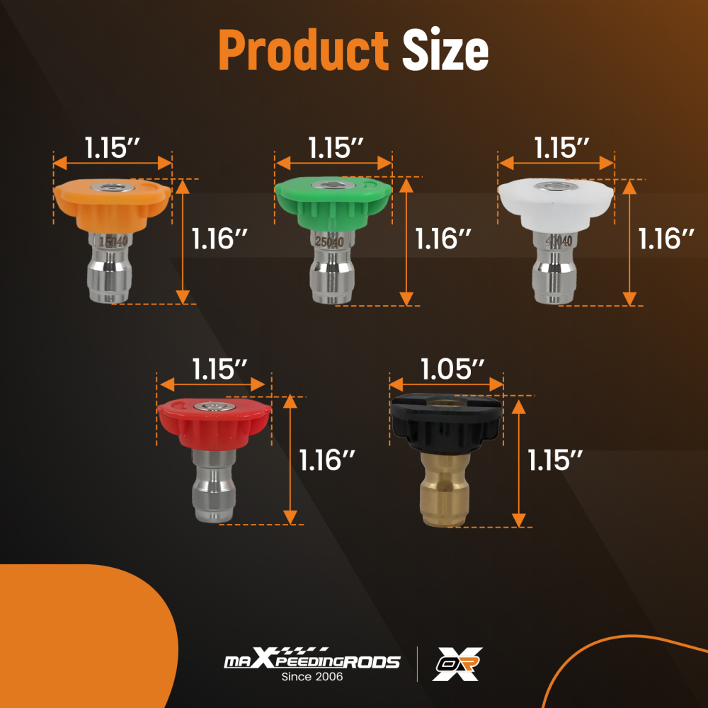 1/4 Inch Pressure Washer Nozzle Tips 4000 PSI 5 Pack Stainless Steel Sprayer Tip