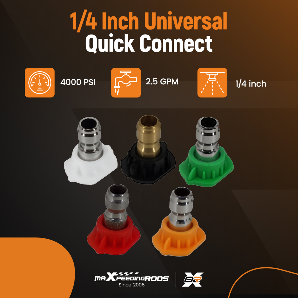 1/4 Inch Pressure Washer Nozzle Tips 4000 PSI 5 Pack Stainless Steel Sprayer Tip