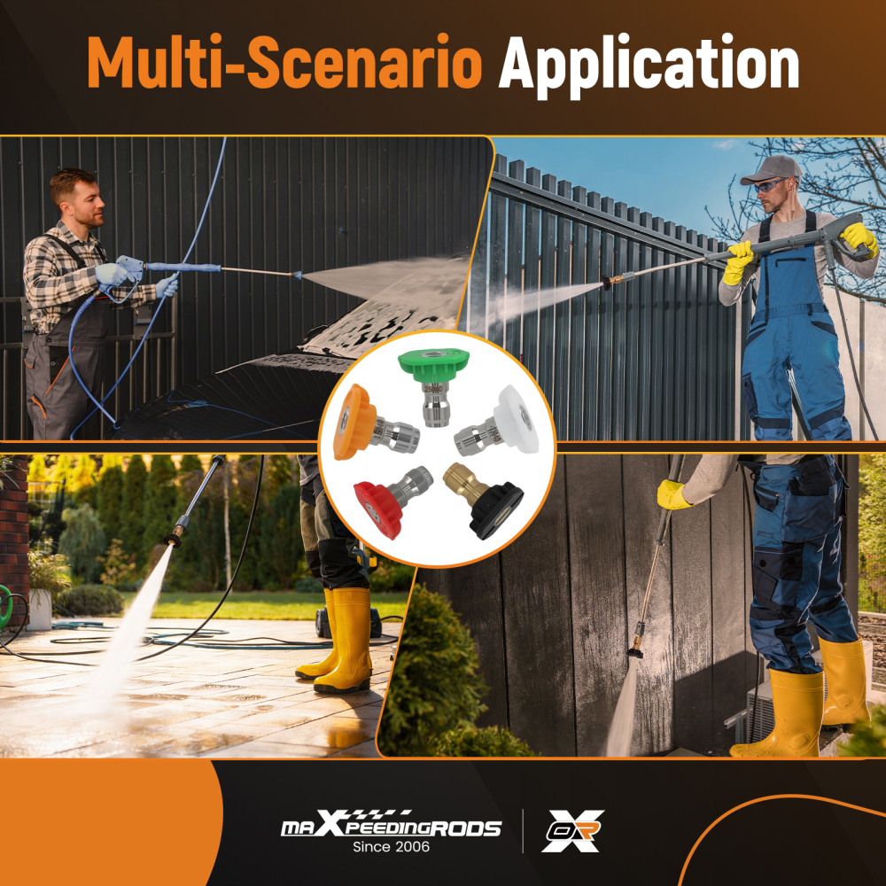 1/4 Inch Pressure Washer Nozzle Tips 4000 PSI 5 Pack Stainless Steel Sprayer Tip