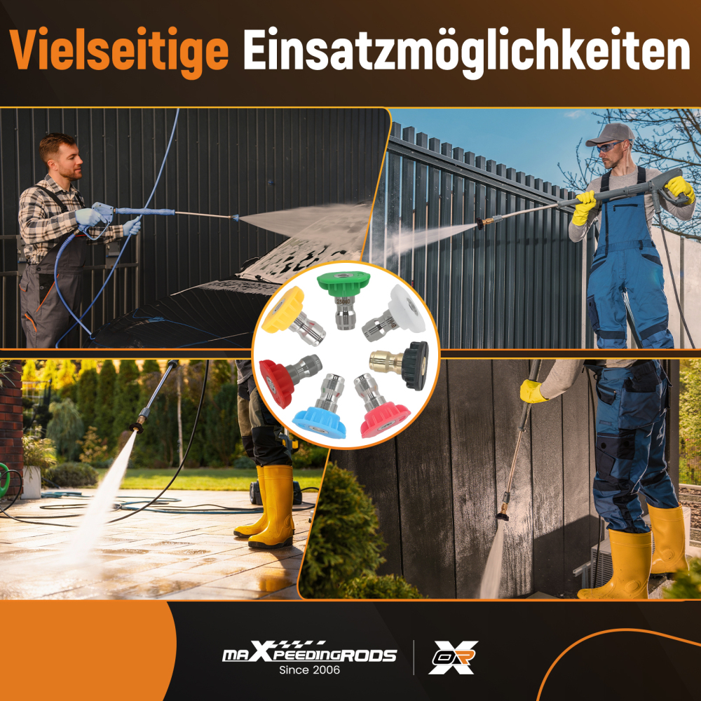 4000PSI Pressure Washer Nozzle Tips 1/4 Quick Connect 7 Angles Stainless