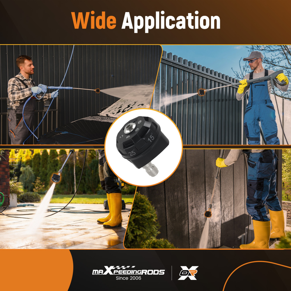 1/4in 6 in 1 Pressure Washer Nozzle Quick Connect 4500 PSI Adjustable Universal