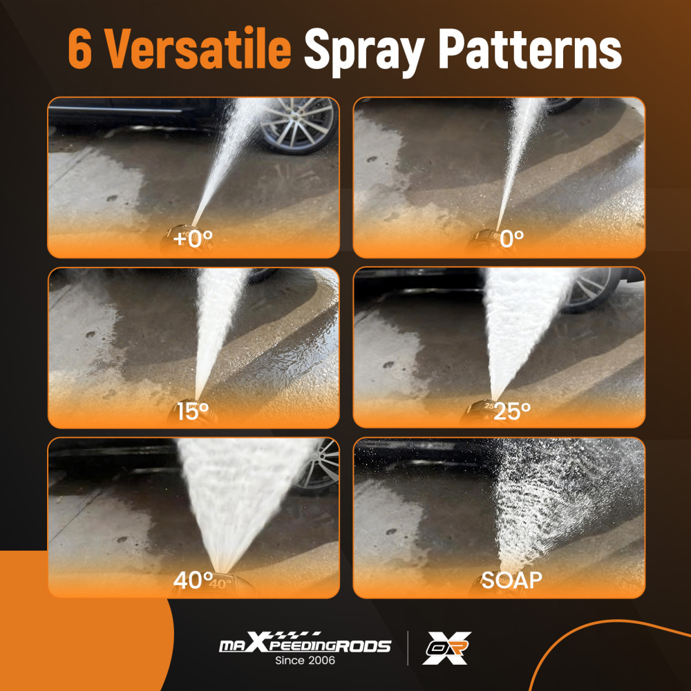 1/4in 6 in 1 Pressure Washer Nozzle Quick Connect 4500 PSI Adjustable Universal