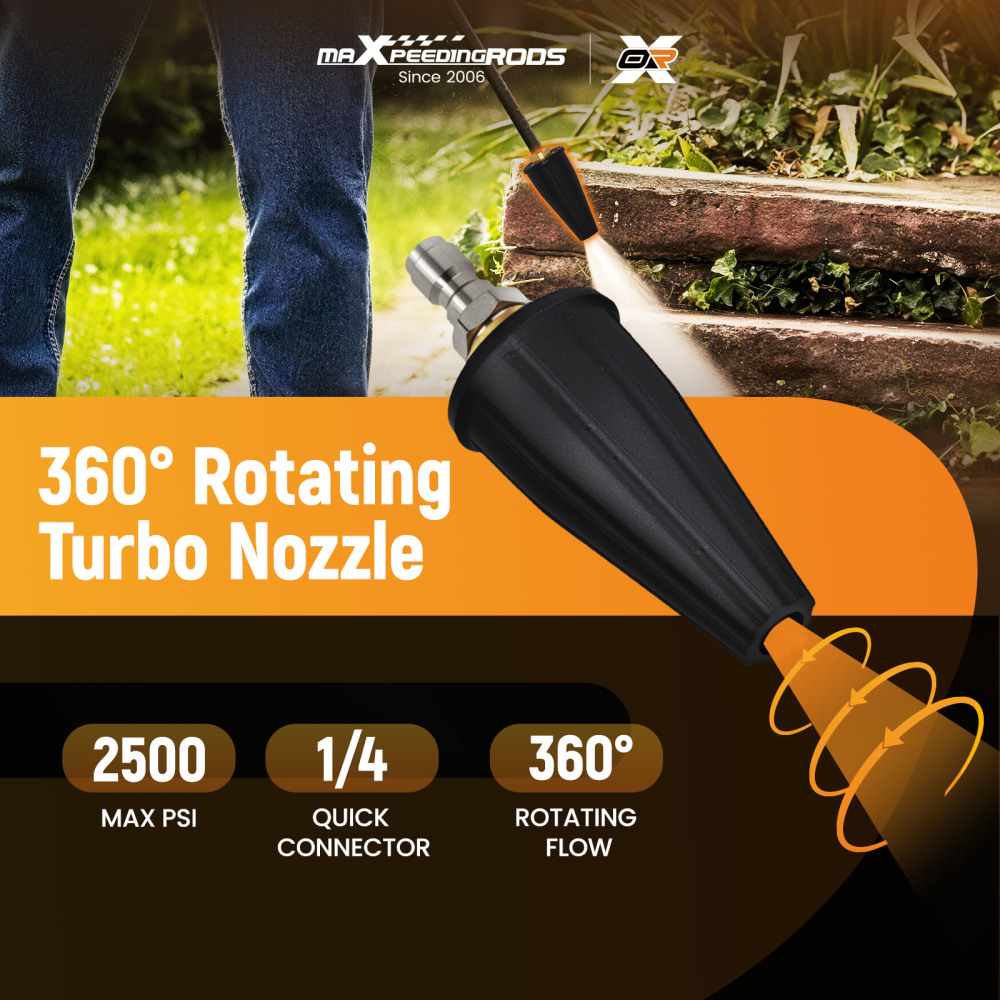 Commercial Turbo Pressure Washer Nozzle 2500PSI 1/4 Quick Connect Ceramic