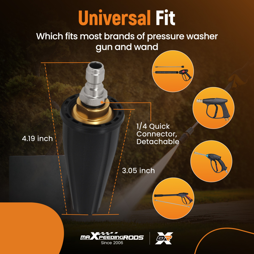 Commercial Turbo Pressure Washer Nozzle 2500PSI 1/4 Quick Connect Ceramic