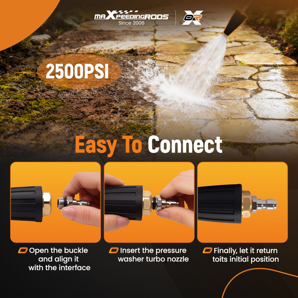 Commercial Turbo Pressure Washer Nozzle 2500PSI 1/4 Quick Connect Ceramic