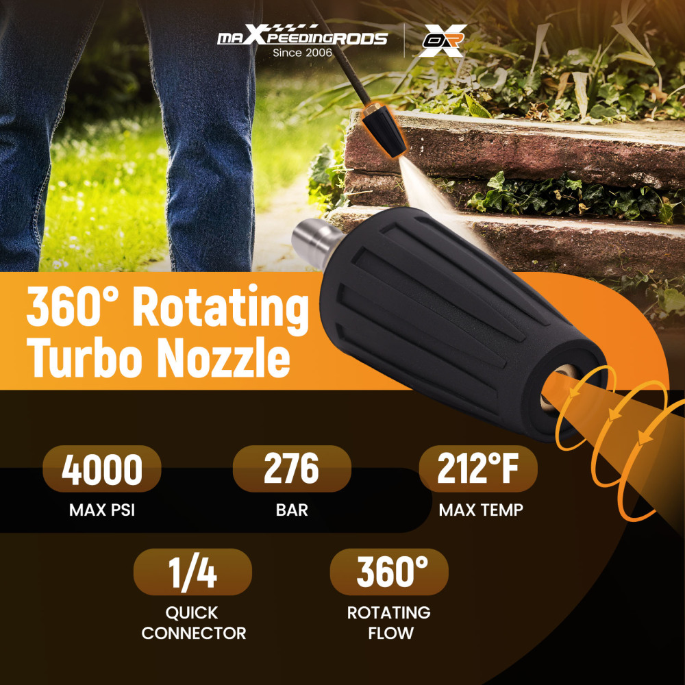 High Pressure Washer Turbo Nozzle Head Max 4000 PSI 1/4 Quick Connect