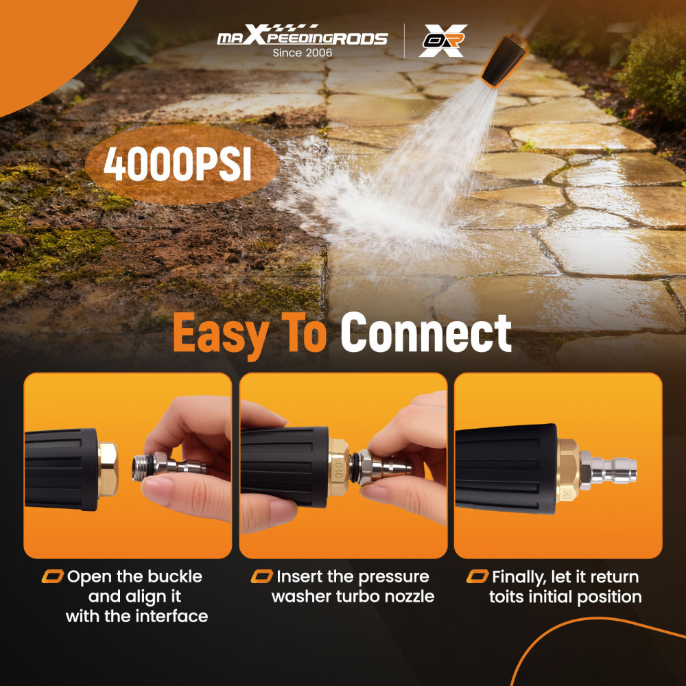 High Pressure Washer Turbo Nozzle Head Max 4000 PSI 1/4 Quick Connect