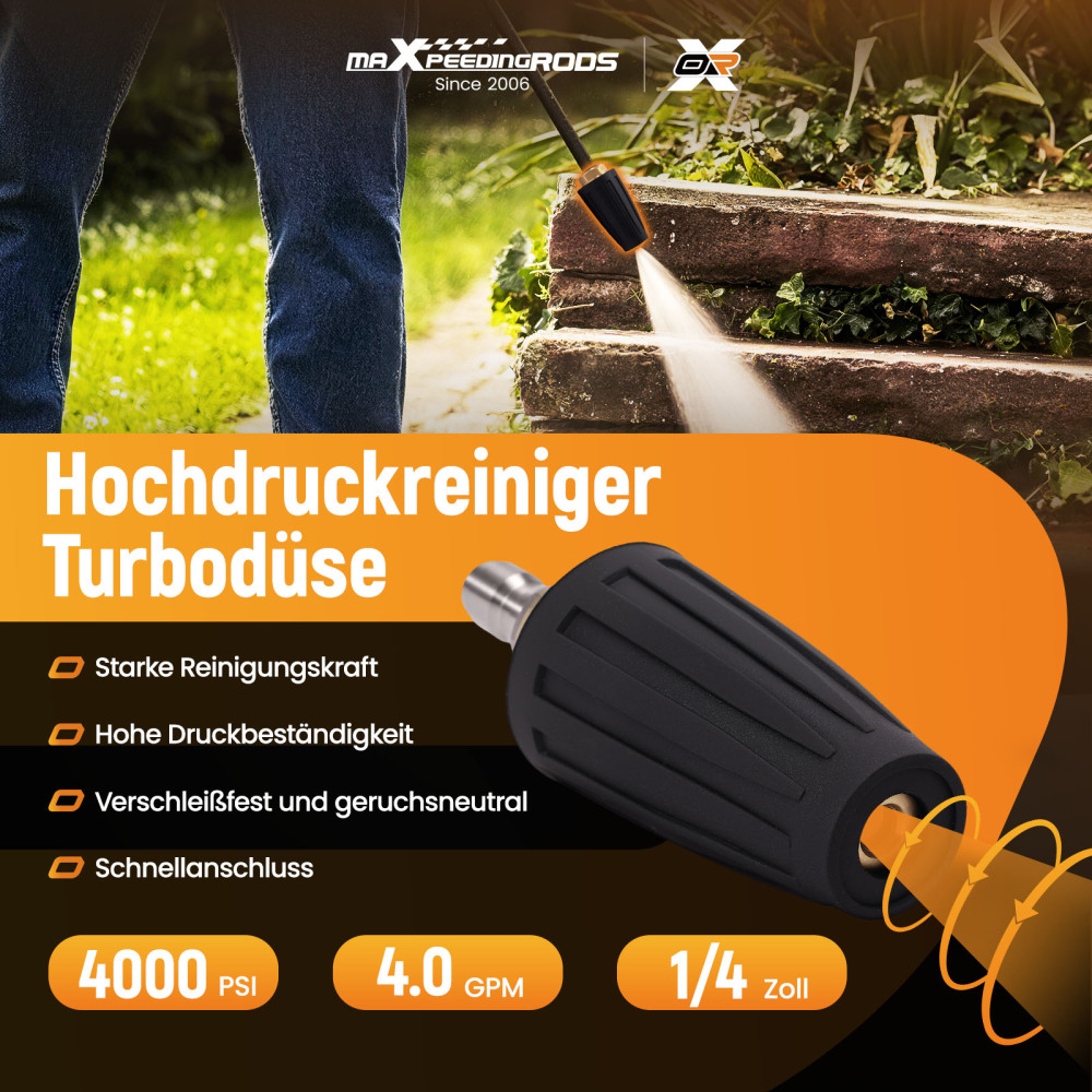 High Pressure Washer Turbo Nozzle Head Max 4000 PSI 1/4 Quick Connect