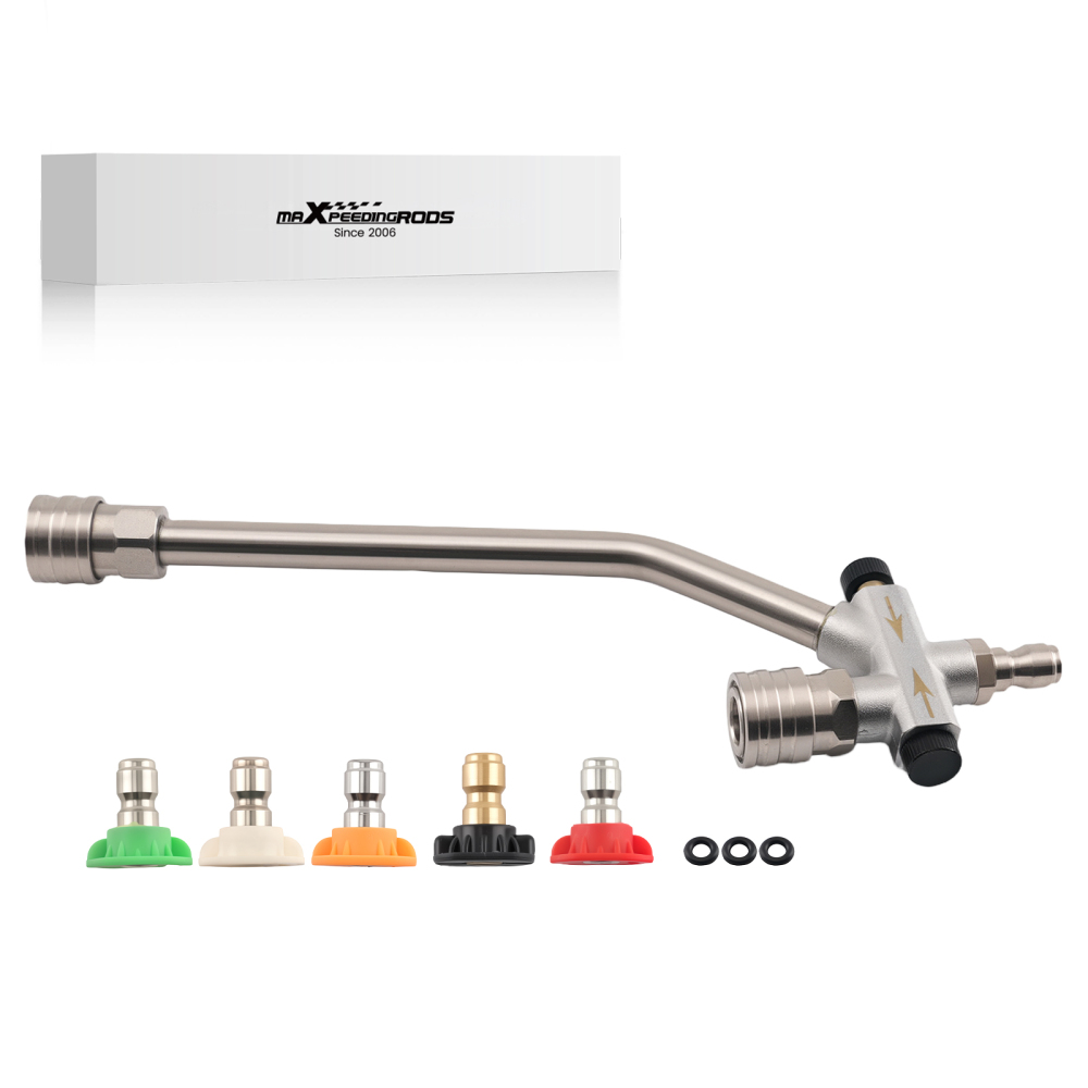 Dual Foam Cannon Wand w/ 5 Pressure Washer Nozzles 4000 PSI 1/4 Stainless Steel