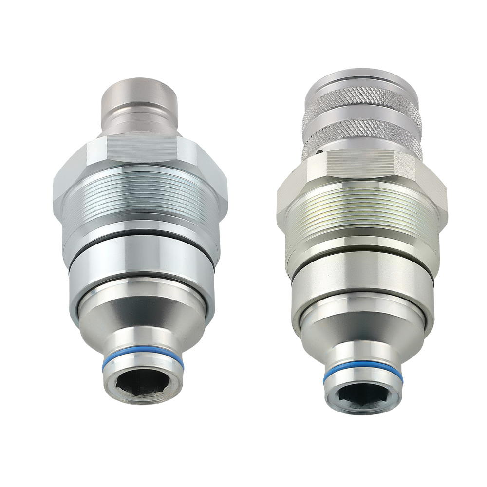 MaleFemale Flat Face Hydraulic Coupler Kit compatible for Bobcat 7246802 7246799 7249643