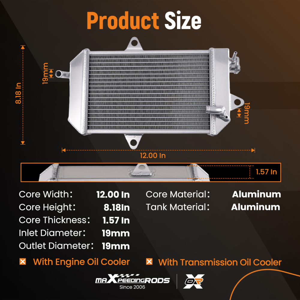 2Row Aluminum Coolant Radiator compatible for Yamaha Banshee 350 YFZ350 1987-2006