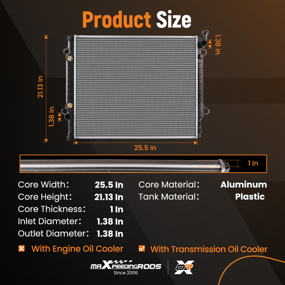 Engine Coolant Radiator Assembly compatible for Toyota Tacoma 2.7 3.5L CU13565 2016 - 2023