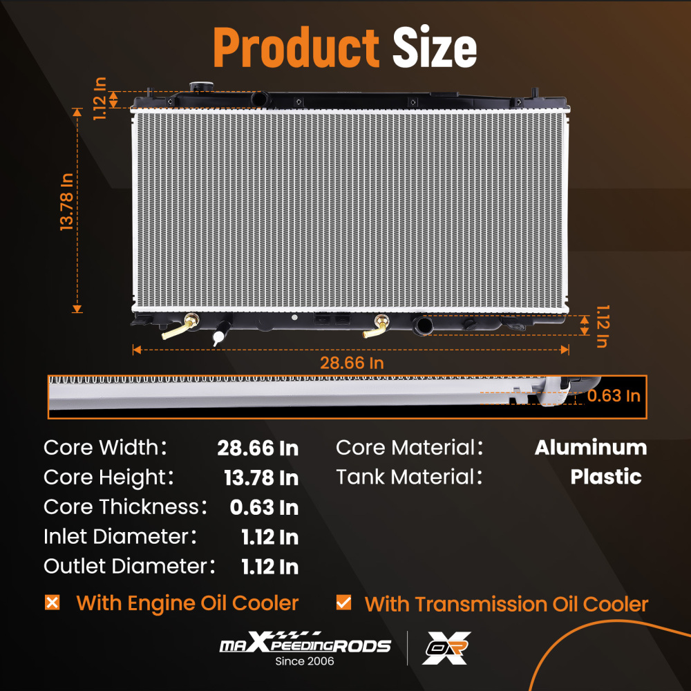 Aluminum Radiator compatible for Honda Fit 1.5L 2009-2014 19010RB1J51 8013068 RK1230 1PC