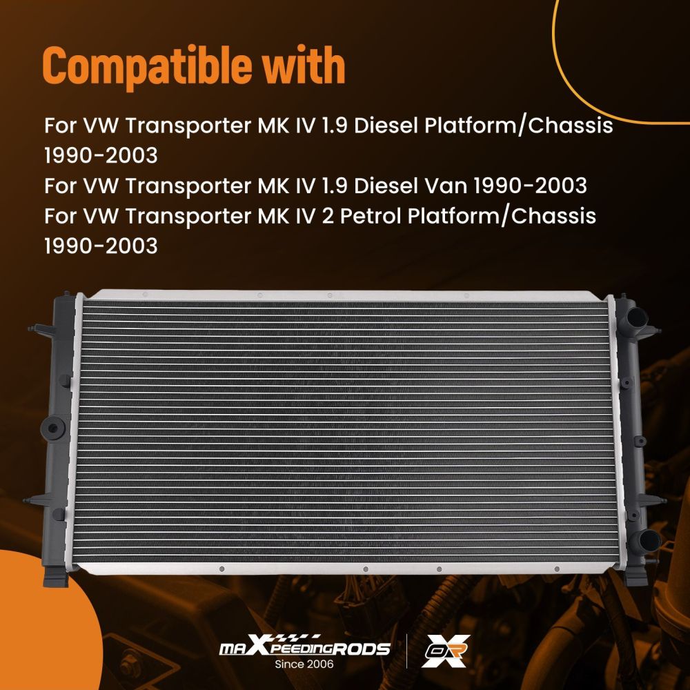 Radiateur Aluminium compatible pour VW T4 Bus/Van 1.9D-2.5L 1990-2003 701121253E