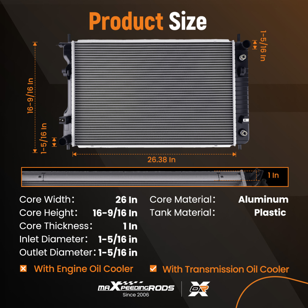 Aluminum Core Radiator compatible for Chevy Equinox GMC Terrain 10-17 19130404 AT