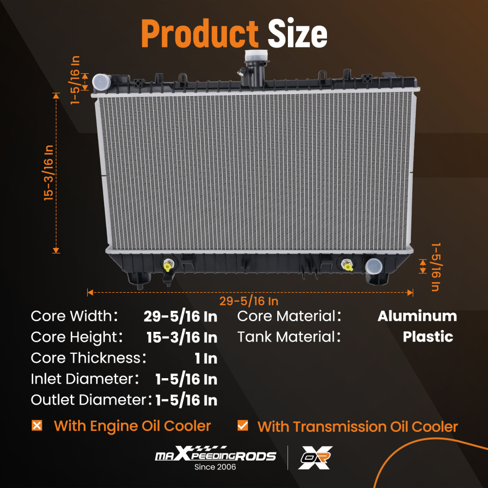 Radiator compatible for CHEVROLET CAMARO 2010-2011 6.2L CU13142 13142 DPI13142 92218352