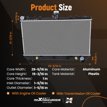 Radiator compatible for CHEVROLET CAMARO 2010-2011 6.2L CU13142 13142 DPI13142 92218352