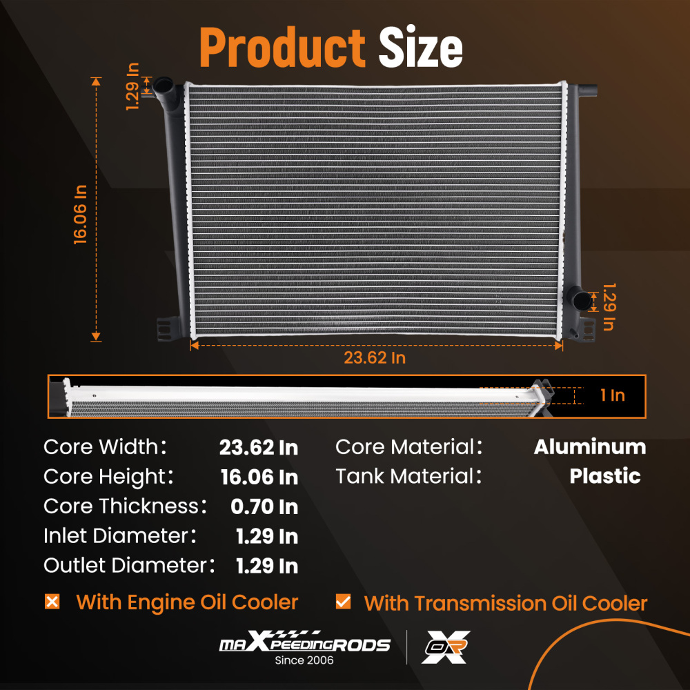Aluminum Coolant Radiator compatible for Mini Cooper 2007-2015 17117535099 7535099