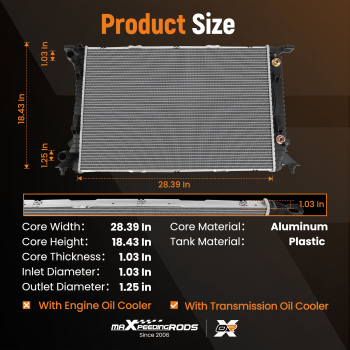 Aluminum Core Radiator compatible for Audi A4 2.0L 2009-2016 CU13188 8K0121251AJ 1PC
