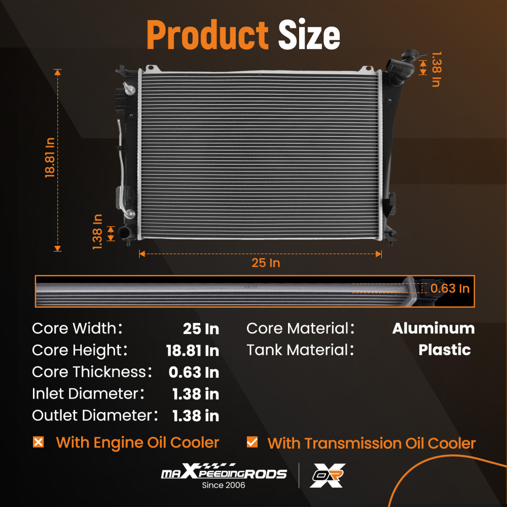 Aluminum Core Radiator compatible for Kia Optima 2.4L 2011-2015 RAD13191 253103Q500