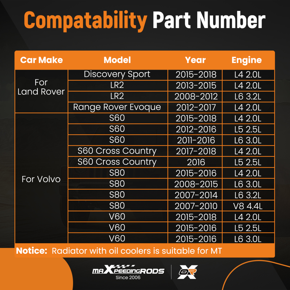 Aluminum Coolant Radiator compatible for Land Rover LR2 08-15 1493771 1773041 1778037
