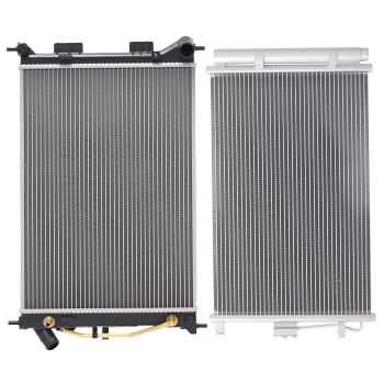 Aluminum Coolant RadiatorAC Condenser compatible for Kia Soul L4 2012-13 253103X101