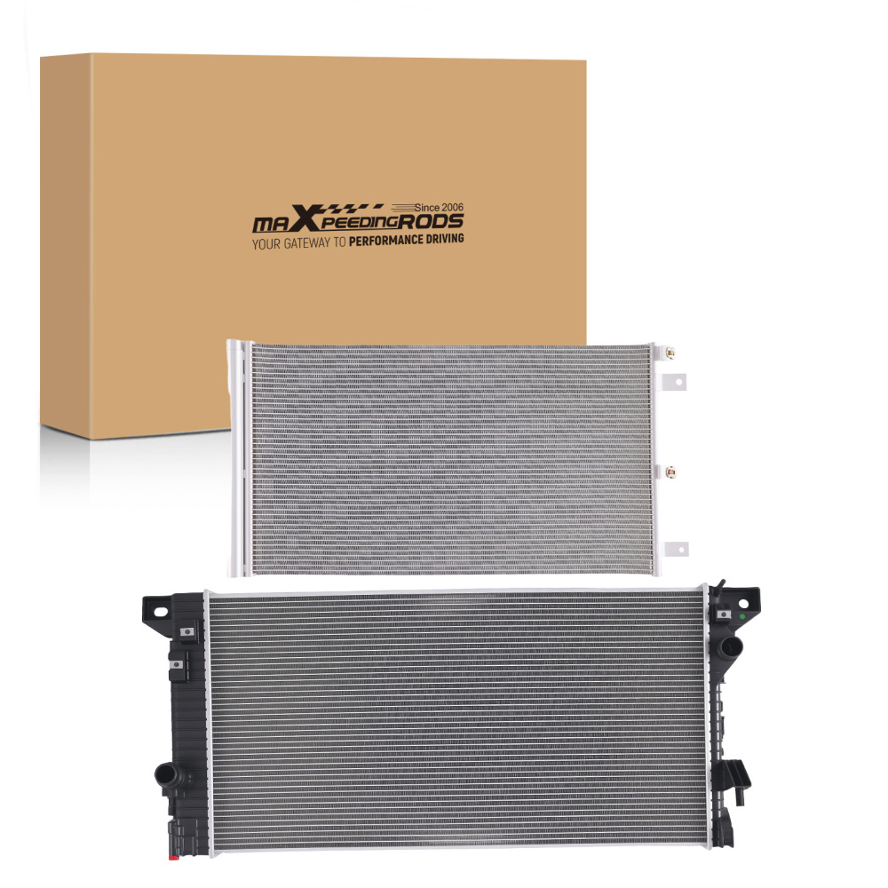 Aluminum RadiatorAC Condenser compatible for Ford F-150 3.3L 2018 RA13510C Cross Flow