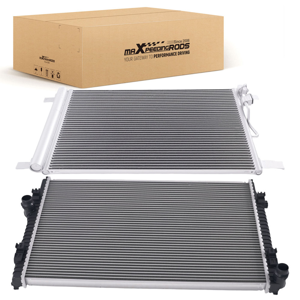 Aluminum RadiatorAC Condenser compatible for VW Golf Alltrack 1.8L 2017-2019 CU13529