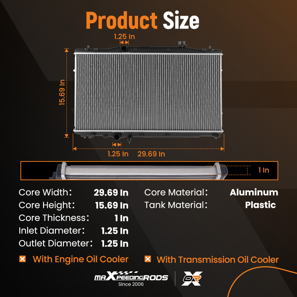 Aluminum Radiator compatible for Honda Accord 1.5L 2.0L 2018-2022 HO3010245 Direct Fit