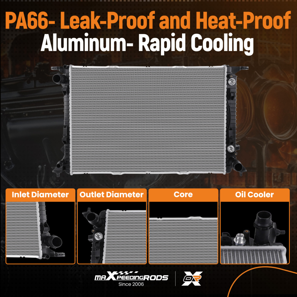 2 Row AT Radiator compatible for Audi A5 Q5 S4 S5 A6 A7 Macan 2008-2018 13278