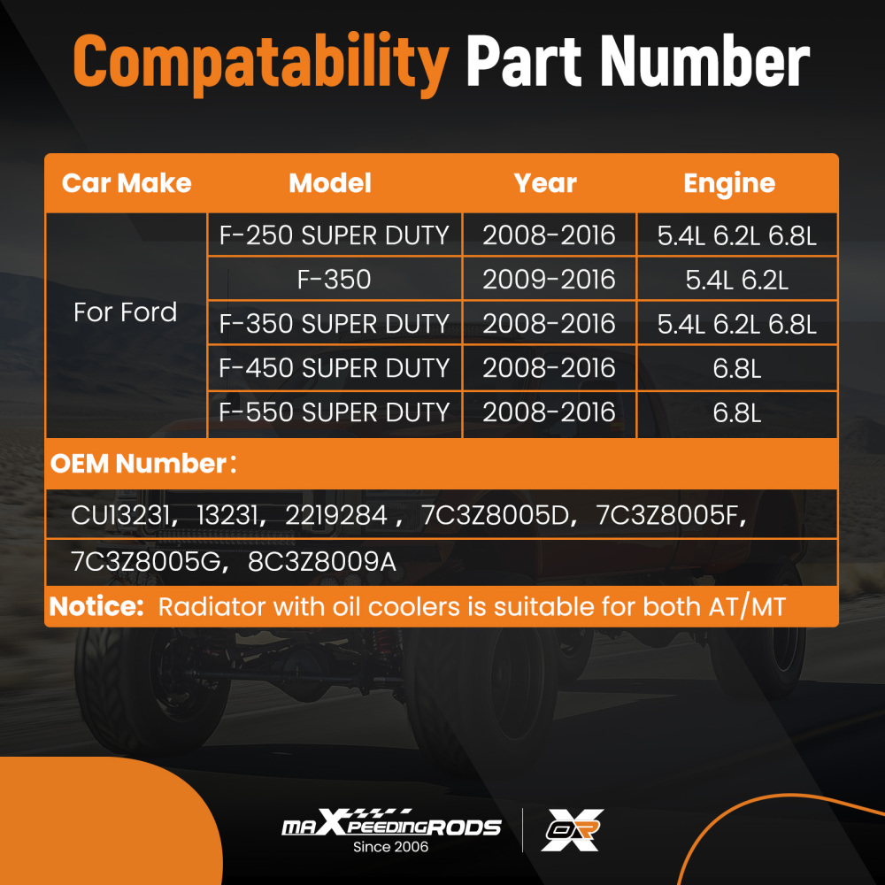 Automatic Transmission Radiator compatible for Ford F250-F550 2008-2016 CU13231