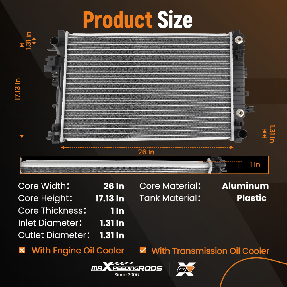 Engine Coolant Radiator Assembly For 2017 - 2019 compatible for Buick LaCrosse 3.6L V6 CU13574