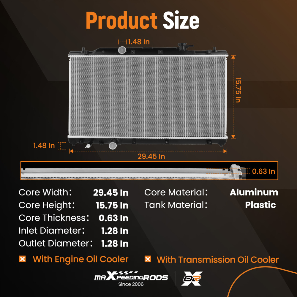 Aluminum Radiator compatible for Honda Accord 1.5 Turbo 19010-64A-A01 2023 2024 New